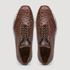 Hand painted genuine ostrich quill Sneaker Shoes Scanno Antique Brown