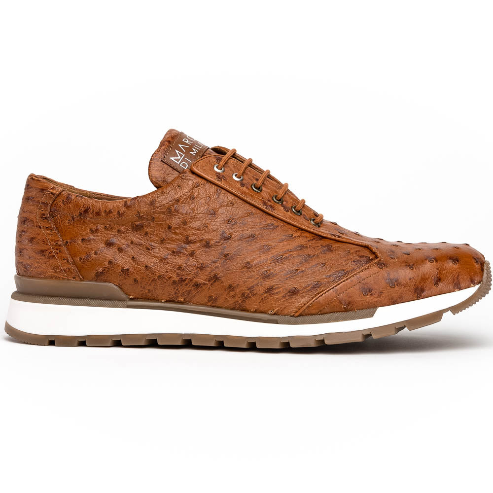 genuine ostrich quill fashion sneaker Shoes Scanno Antique Cognac