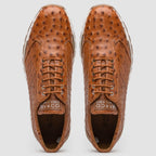 genuine ostrich quill fashion sneaker Shoes Scanno Antique Cognac