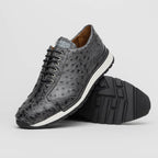 Genuine ostrich quill fashion sneaker Shoes Scanno Antique Gray