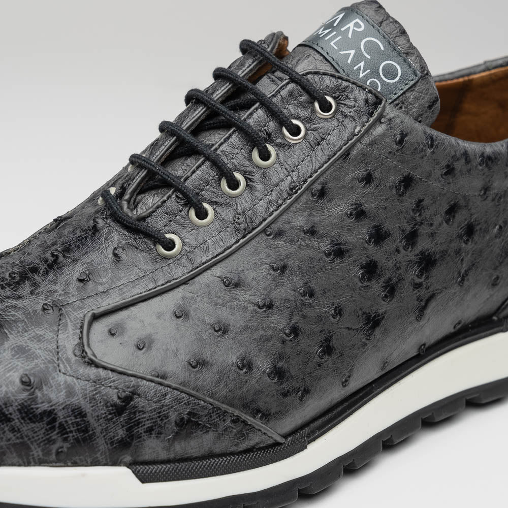 Genuine ostrich quill fashion sneaker Shoes Scanno Antique Gray