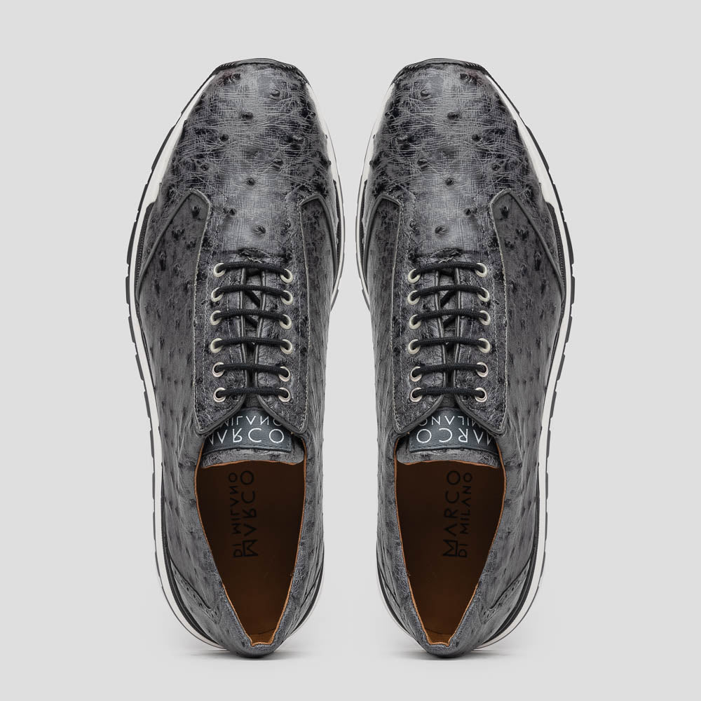Genuine ostrich quill fashion sneaker Shoes Scanno Antique Gray