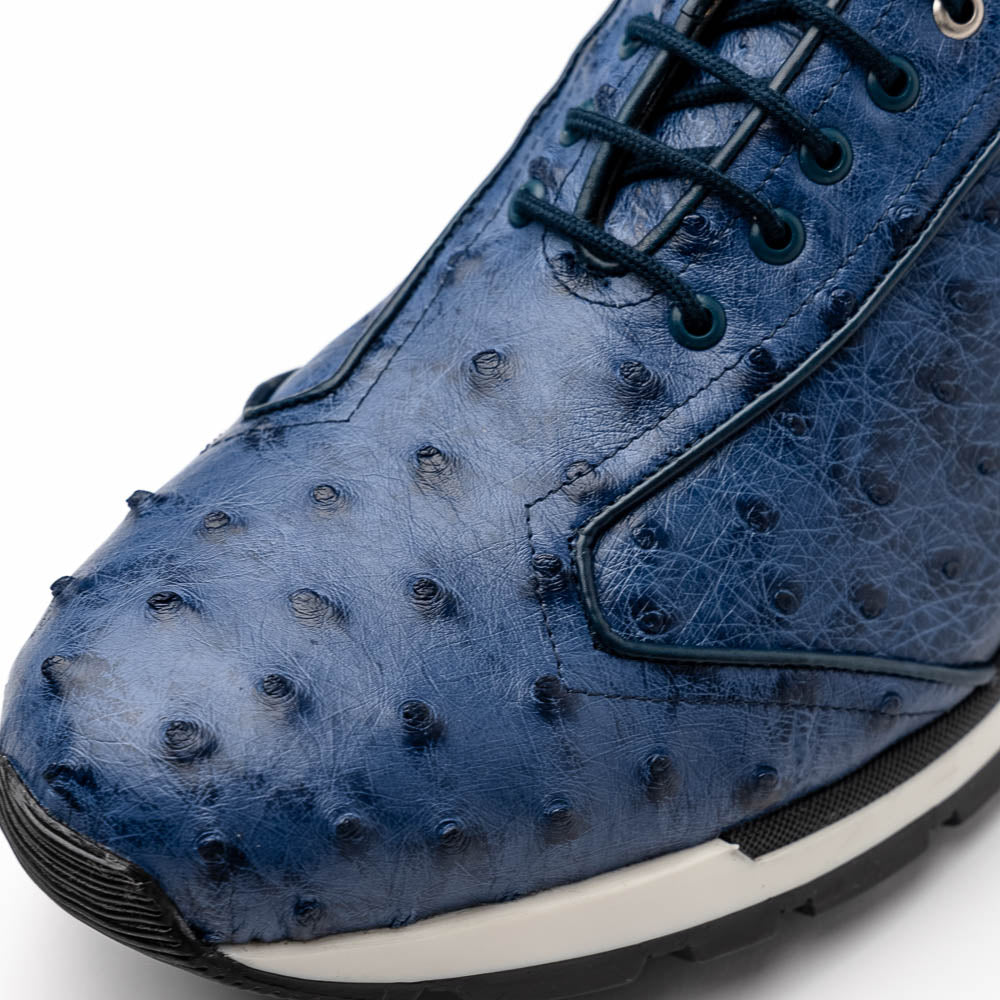 Hand painted genuine ostrich quill Sneaker Shoes Scanno Antique Navy