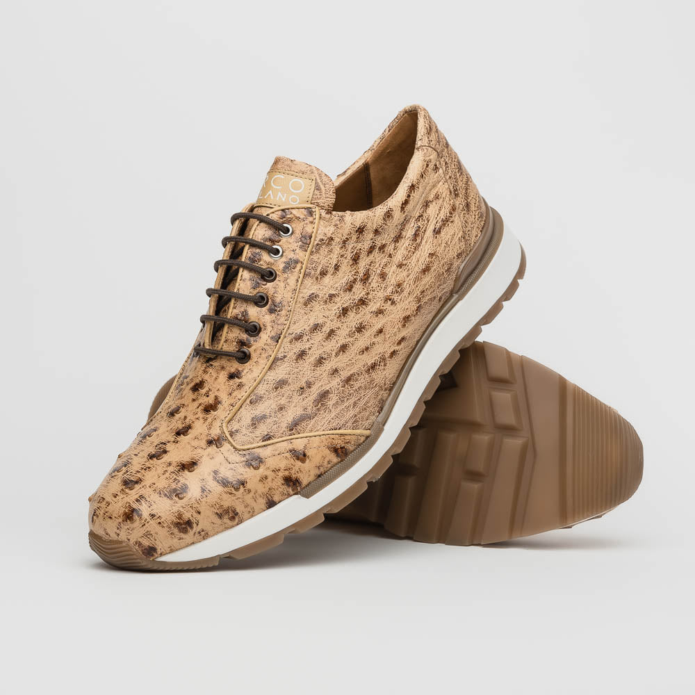 Hand painted genuine ostrich quil Sneaker Shoes Scanno Antique Orix