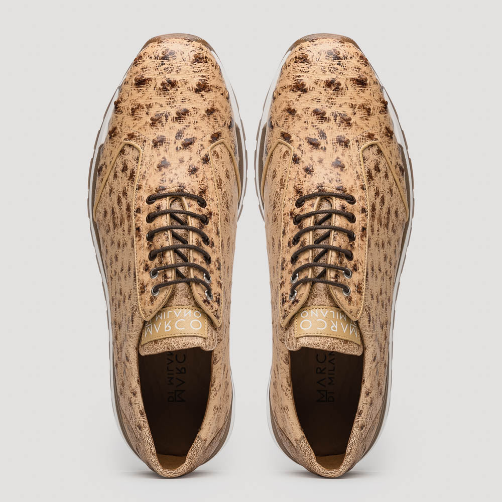 Hand painted genuine ostrich quil Sneaker Shoes Scanno Antique Orix