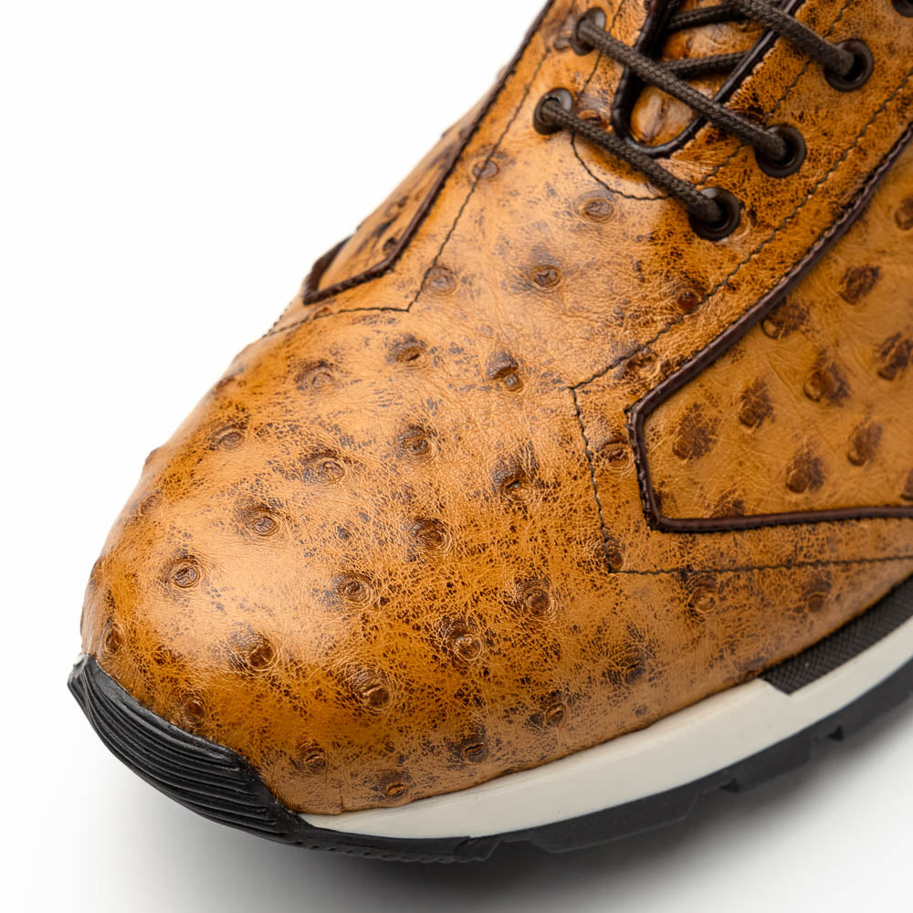Genuine ostrich quil fashion sneaker Shoes Scanno Antique Paja