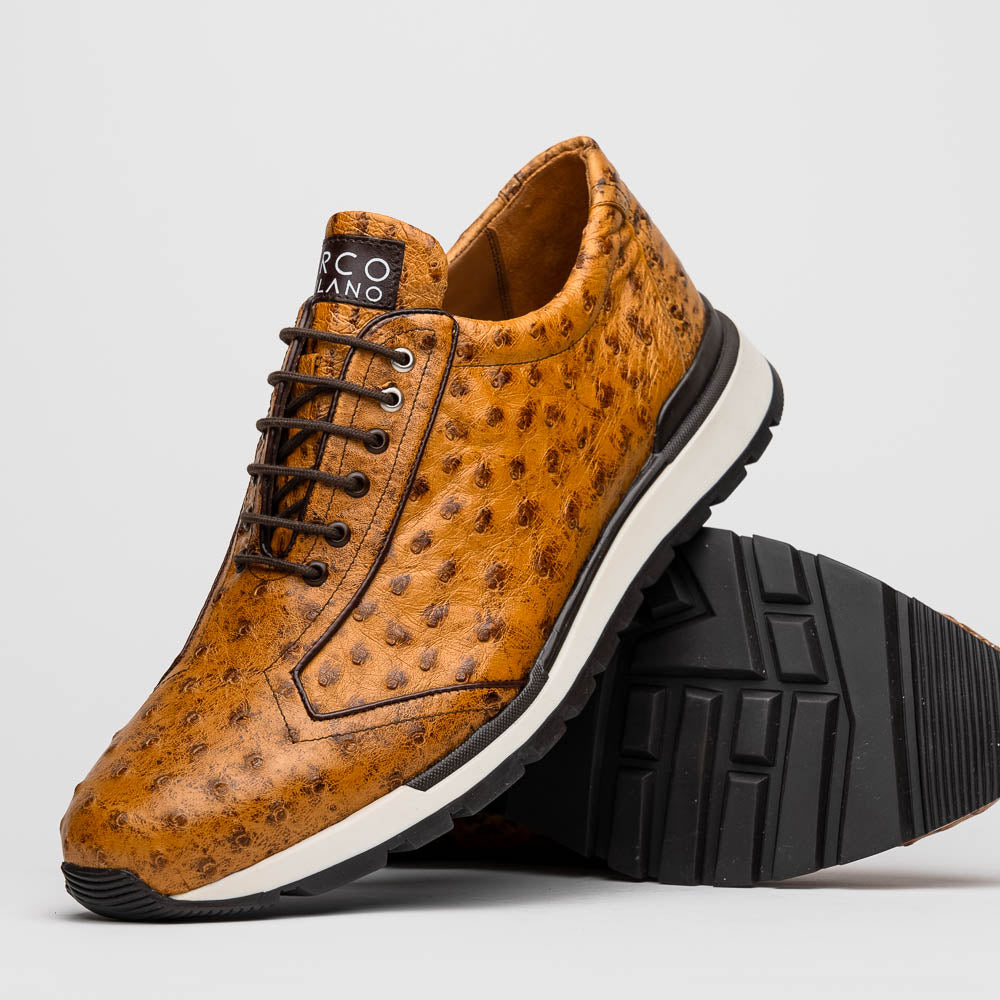 Genuine ostrich quil fashion sneaker Shoes Scanno Antique Paja