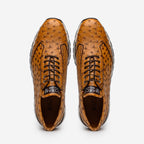 Genuine ostrich quil fashion sneaker Shoes Scanno Antique Paja
