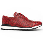 Hand painted genuine Snake and calfskin Sneaker Shoes Scanno Antique Red