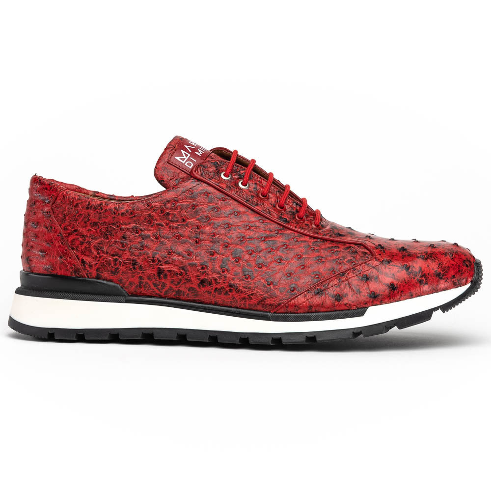 Hand painted genuine Snake and calfskin Sneaker Shoes Scanno Antique Red