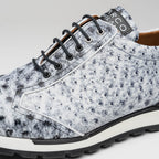 Hand painted genuine ostrich quill Sneaker Shoes Scanno Newspaper gray