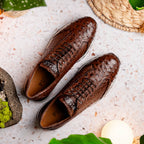 Hand painted genuine ostrich quill Sneaker Shoes Scanno Antique Brown