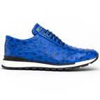 Hand painted genuine ostrich quill Sneaker Shoes Scanno Electric Blue