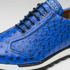 Hand painted genuine ostrich quill Sneaker Shoes Scanno Electric Blue