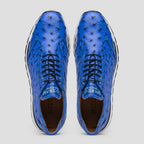 Hand painted genuine ostrich quill Sneaker Shoes Scanno Electric Blue