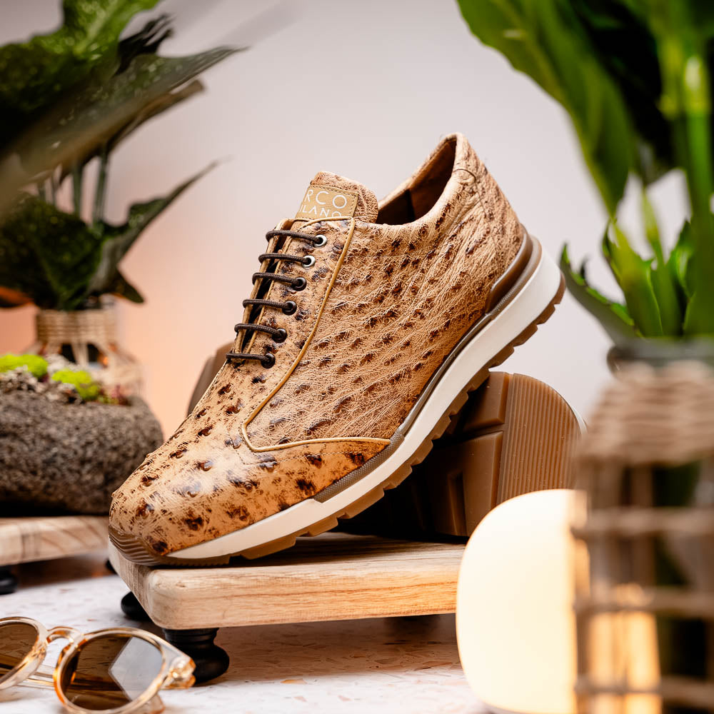 Hand painted genuine ostrich quil Sneaker Shoes Scanno Antique Orix