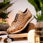 Hand painted genuine ostrich quil Sneaker Shoes Scanno Antique Orix