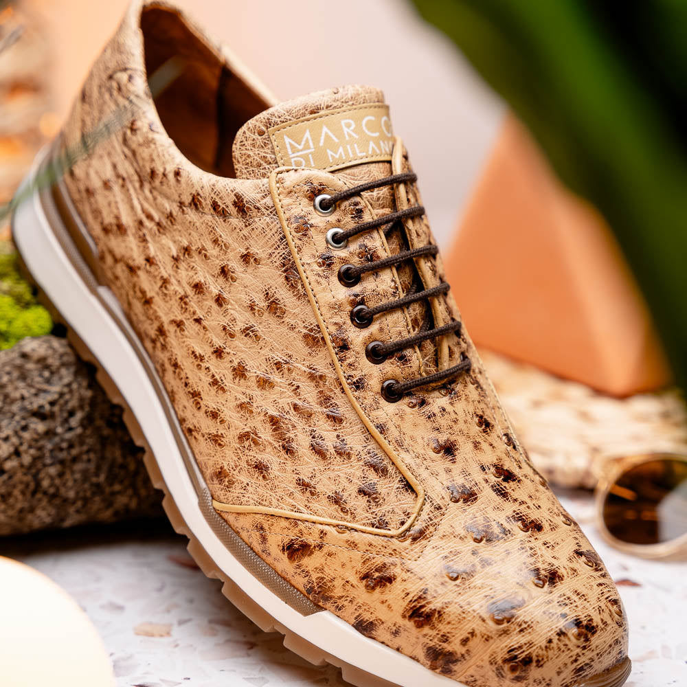Hand painted genuine ostrich quil Sneaker Shoes Scanno Antique Orix