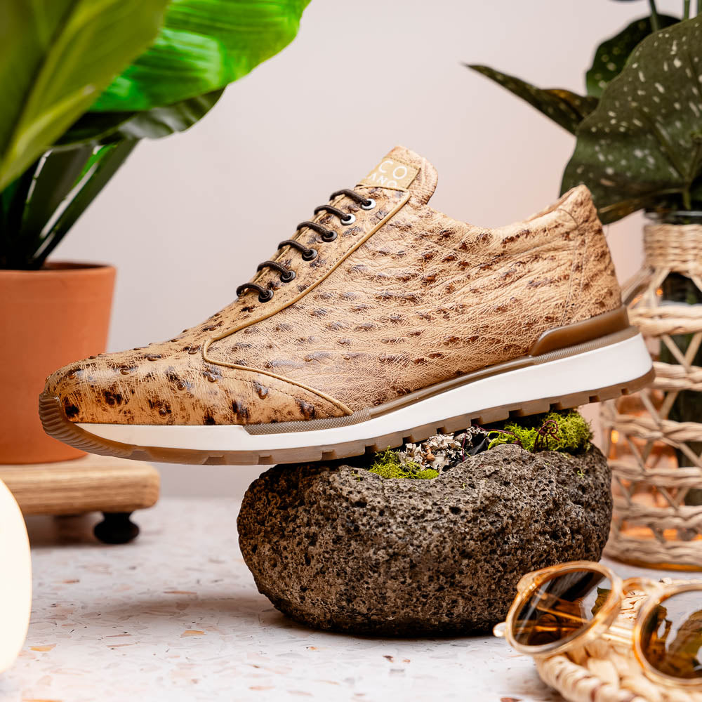 Hand painted genuine ostrich quil Sneaker Shoes Scanno Antique Orix