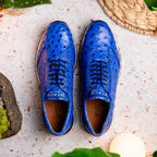 Hand painted genuine ostrich quill Sneaker Shoes Scanno Electric Blue