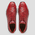 Hand painted genuine Snake and calfskin Sneaker Shoes Scanno Antique Red