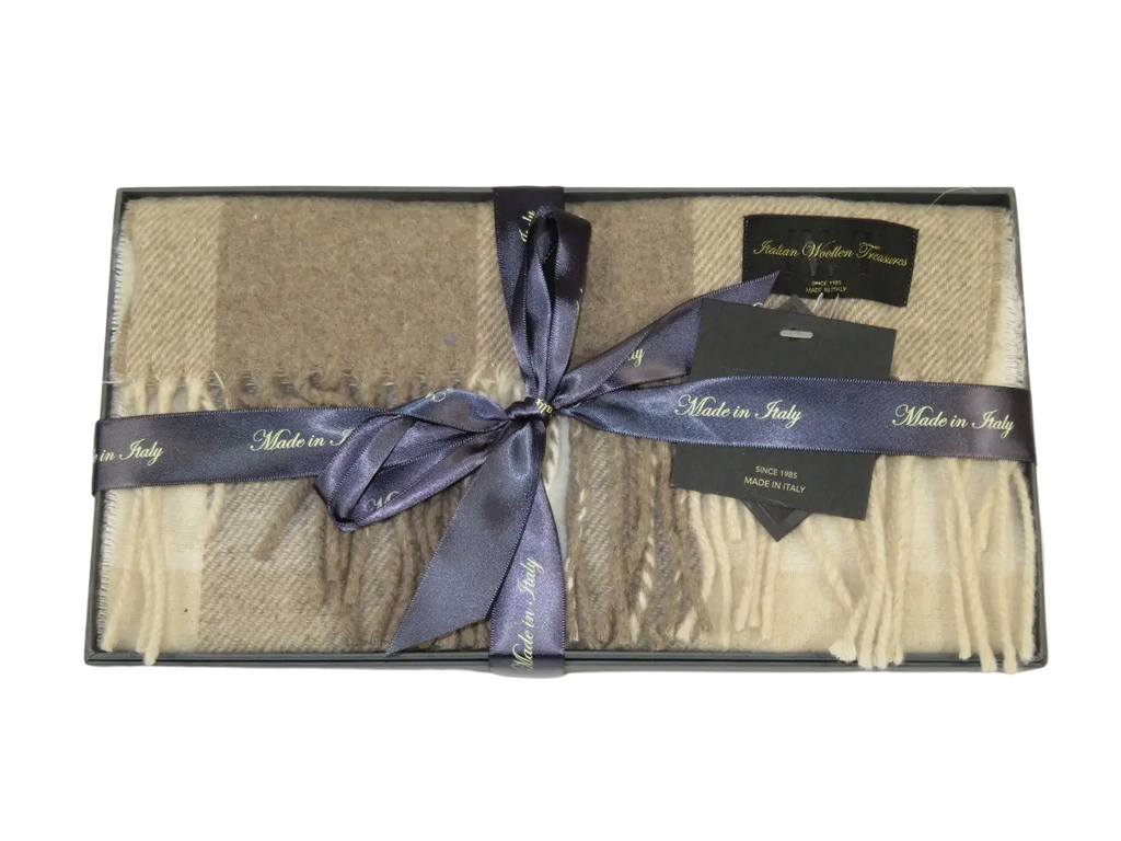 Scarf By J.Valintin Italian Luxurious 100% Wool Made In Italy #Scarf10 Beige Tan