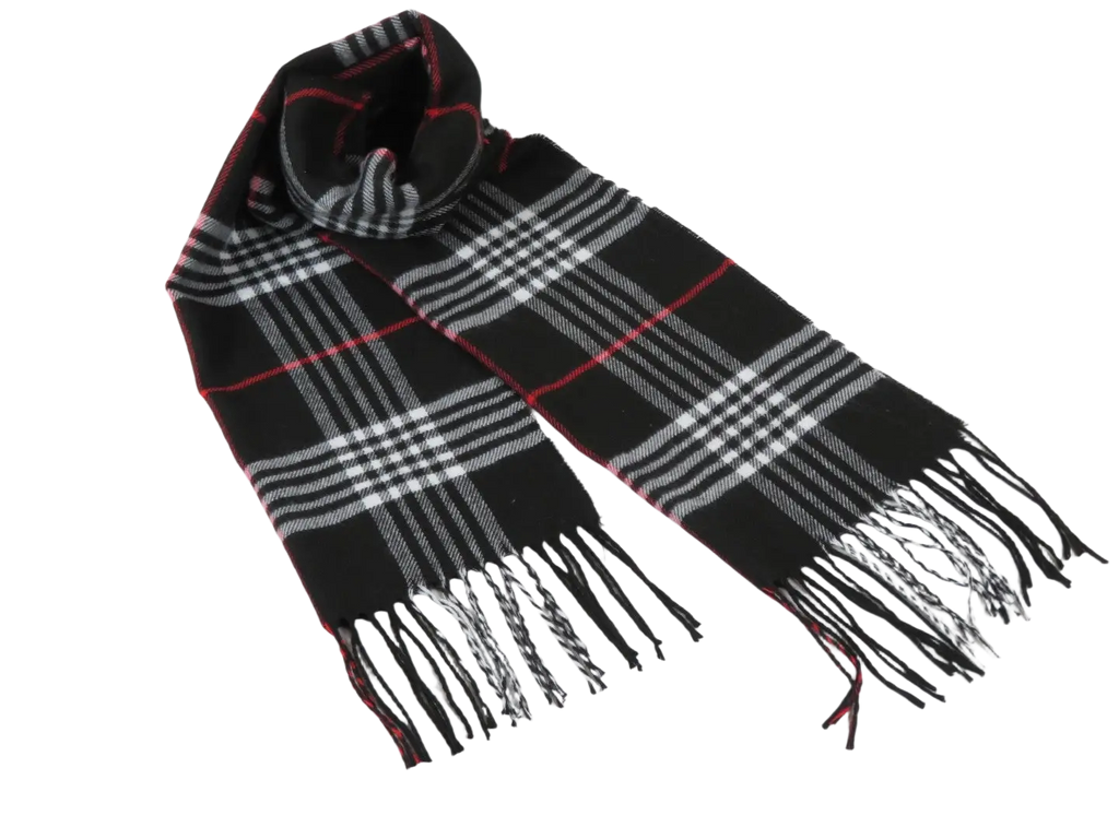 J.Valintin Unisex Plaid Scarf Soft Feel Acrylic Fashion Design #Scarf1 Black