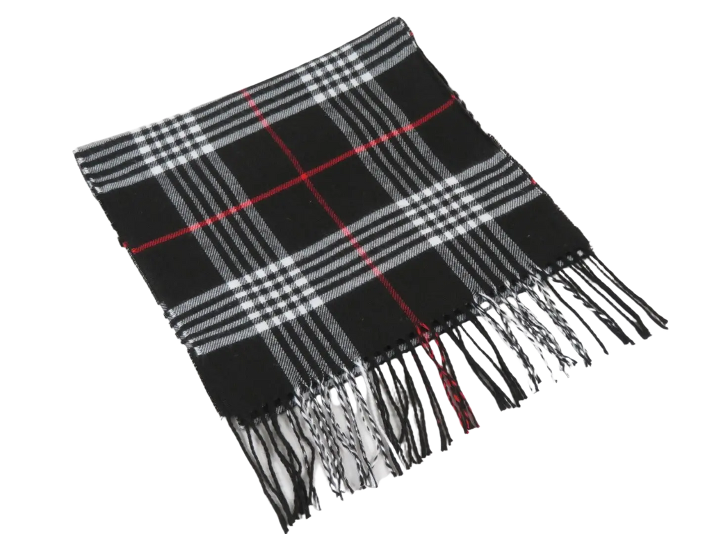 J.Valintin Unisex Plaid Scarf Soft Feel Acrylic Fashion Design #Scarf1 Black
