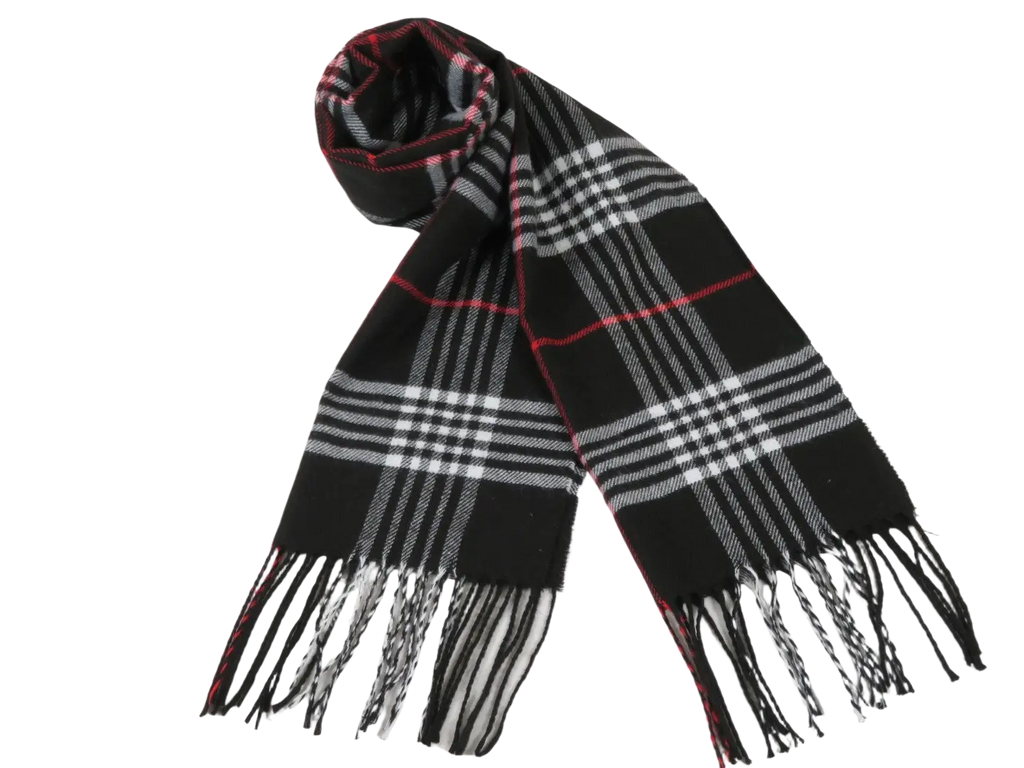 J.Valintin Unisex Plaid Scarf Soft Feel Acrylic Fashion Design #Scarf1 Black