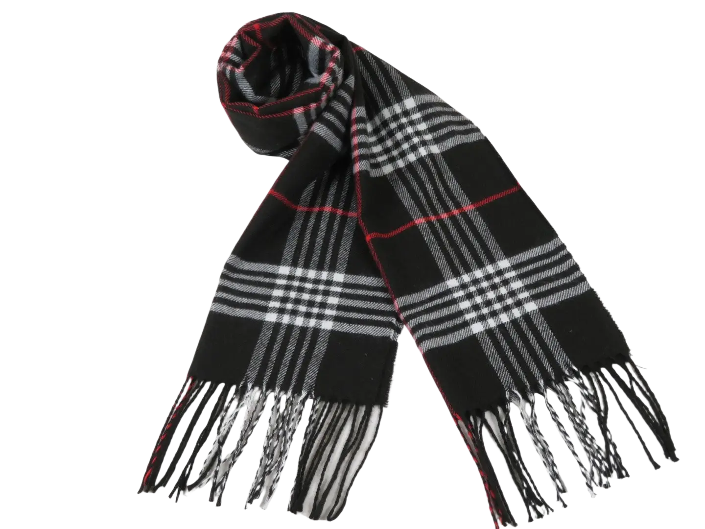 J.Valintin Unisex Plaid Scarf Soft Feel Acrylic Fashion Design #Scarf1 Black