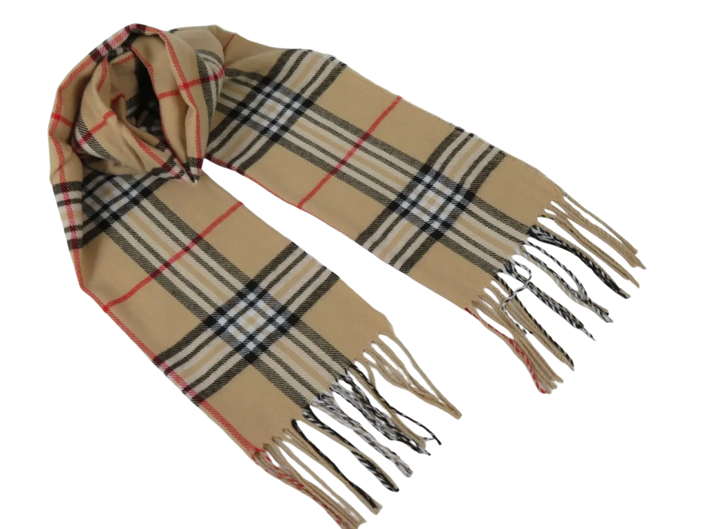 J.Valintin Unisex Plaid Scarf Soft Feel Acrylic Fashion Design #Scarf4 beige