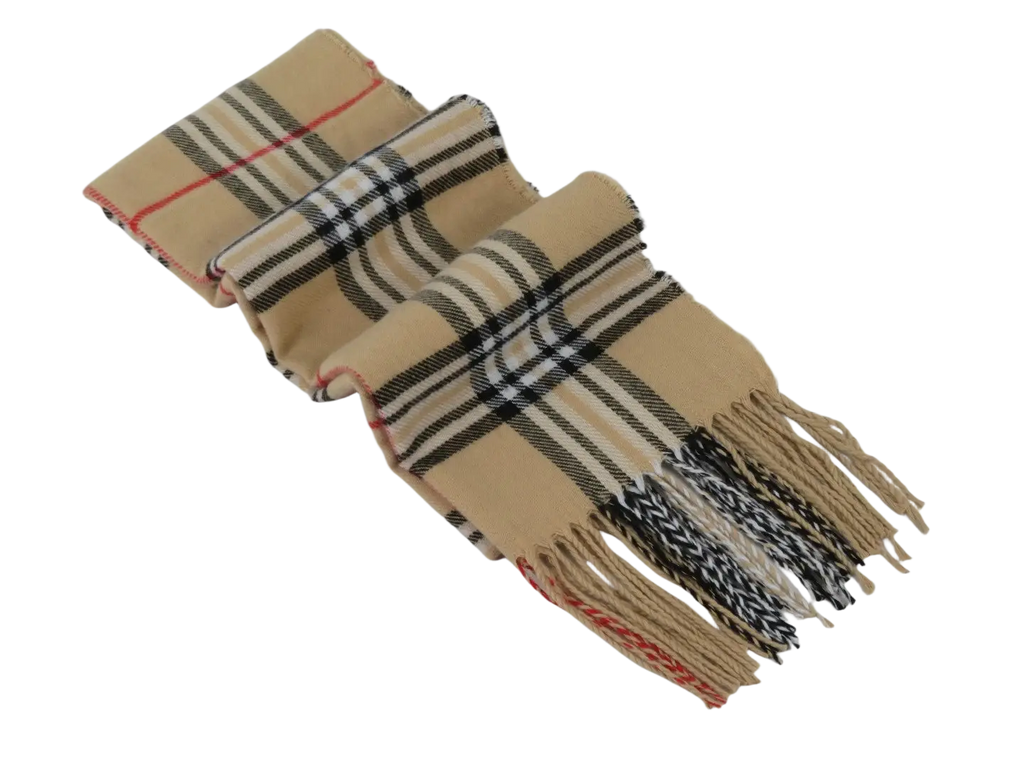 J.Valintin Unisex Plaid Scarf Soft Feel Acrylic Fashion Design #Scarf4 beige