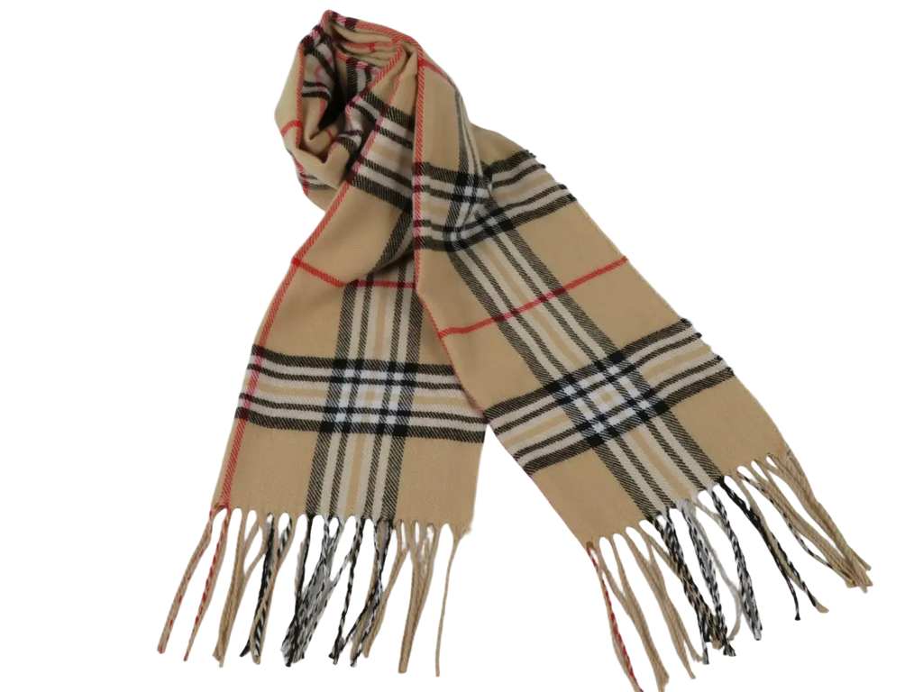 J.Valintin Unisex Plaid Scarf Soft Feel Acrylic Fashion Design #Scarf4 beige