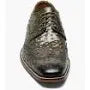 25537 Stacy Adams Leather Shoes Gennaro Wintip Ostrich Print Olive Green