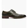 25537 Stacy Adams Leather Shoes Gennaro Wintip Ostrich Print Olive Green