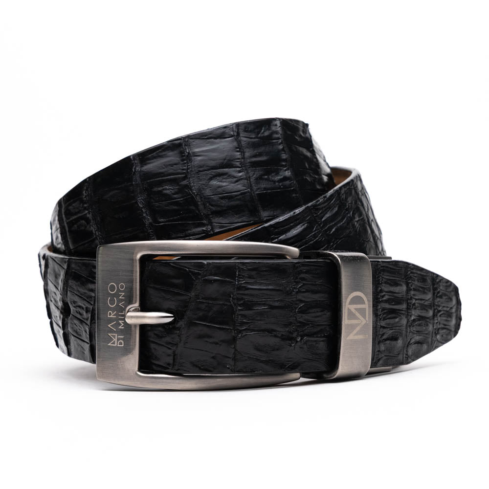 genuine exotic caiman fuscus-back belt Silvio Black
