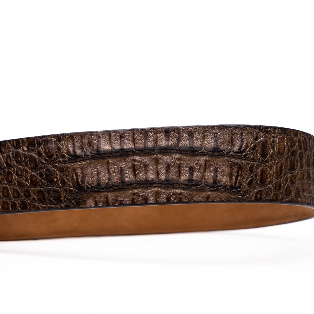 Silvio Genuine Exotic Caiman Fuscus-back Belt Washed Brown