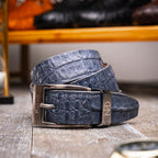 Silvio Genuine Exotic Caiman Guscus-back Belt Gray