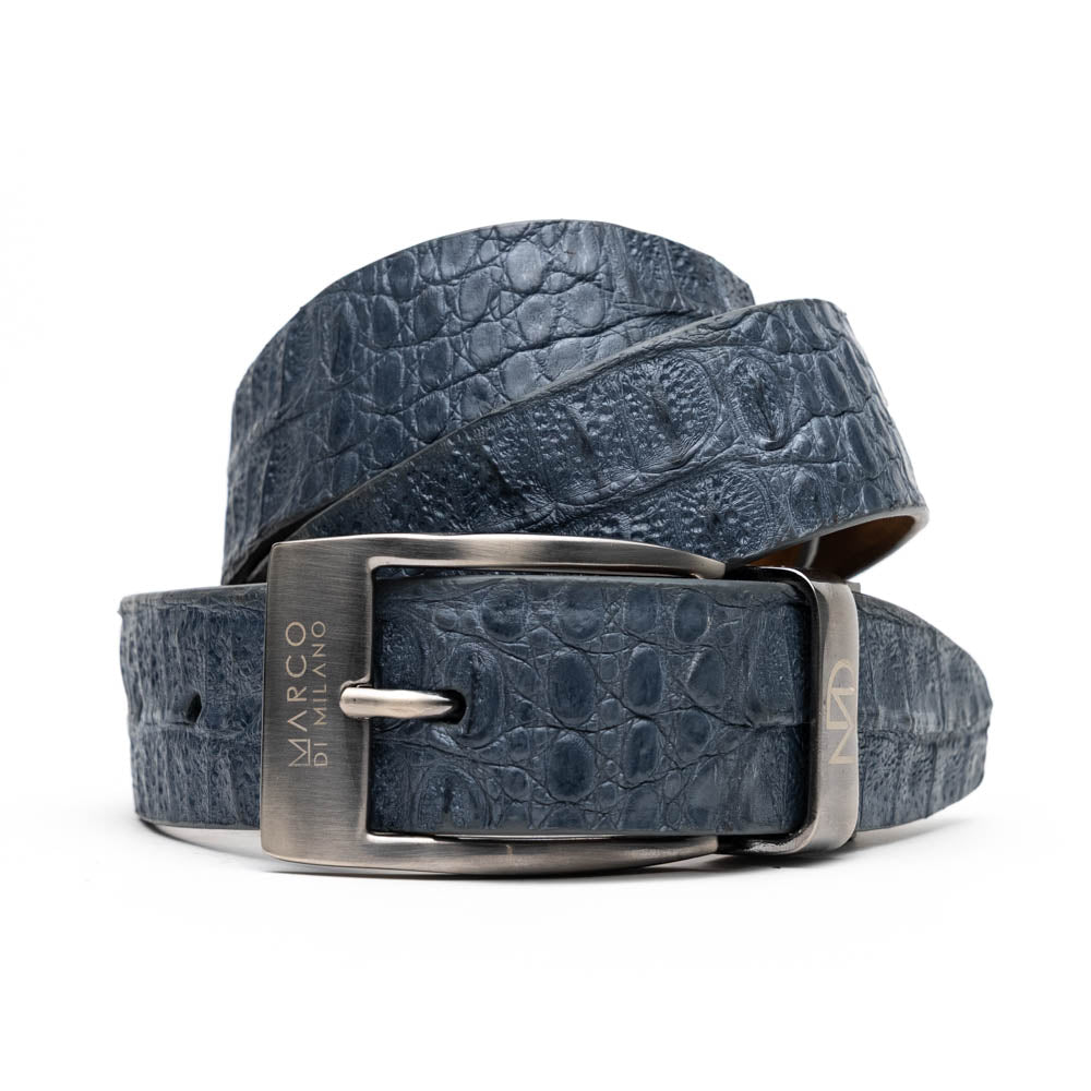 Silvio Genuine Exotic Caiman Guscus-back Belt Gray