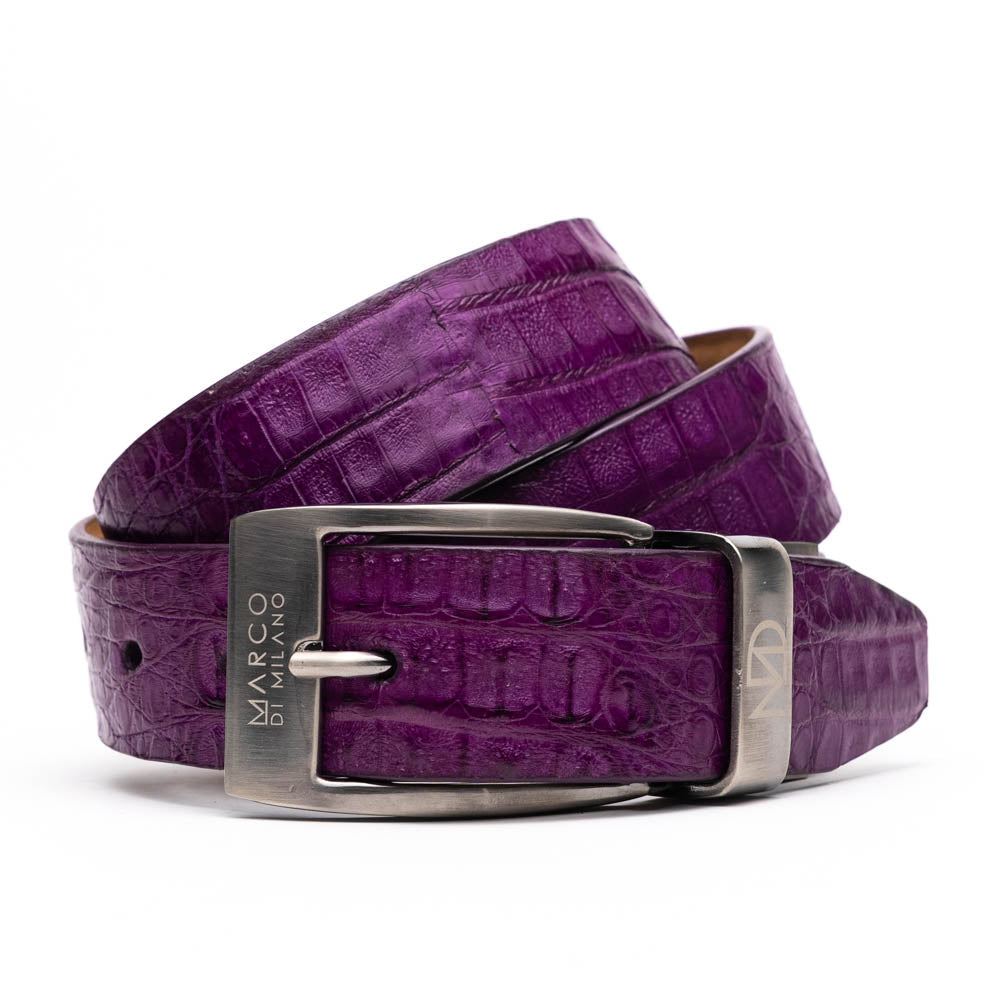 Silvio Genuine Exotic Caiman Fuscus-back Belt Purple