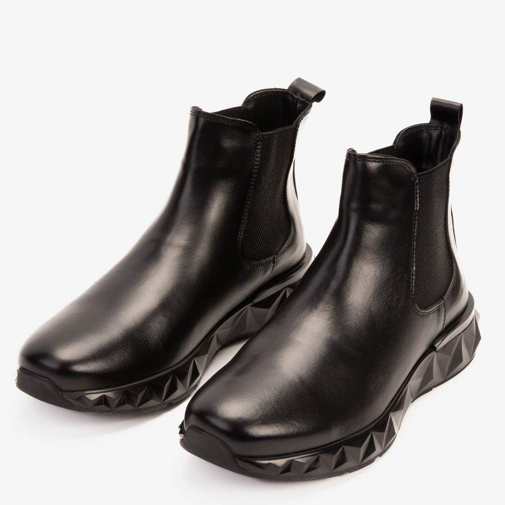 Vinci The Apex Black Leather Men Chelsea Leather Comfort Boot