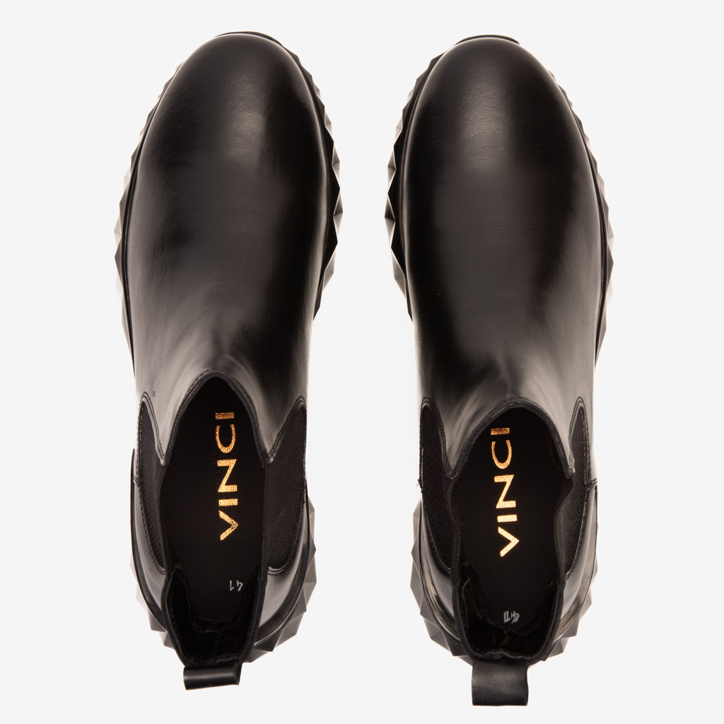 Vinci The Apex Black Leather Men Chelsea Leather Comfort Boot