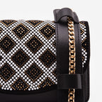 The Nampula Black Glitter Leather Handbag
