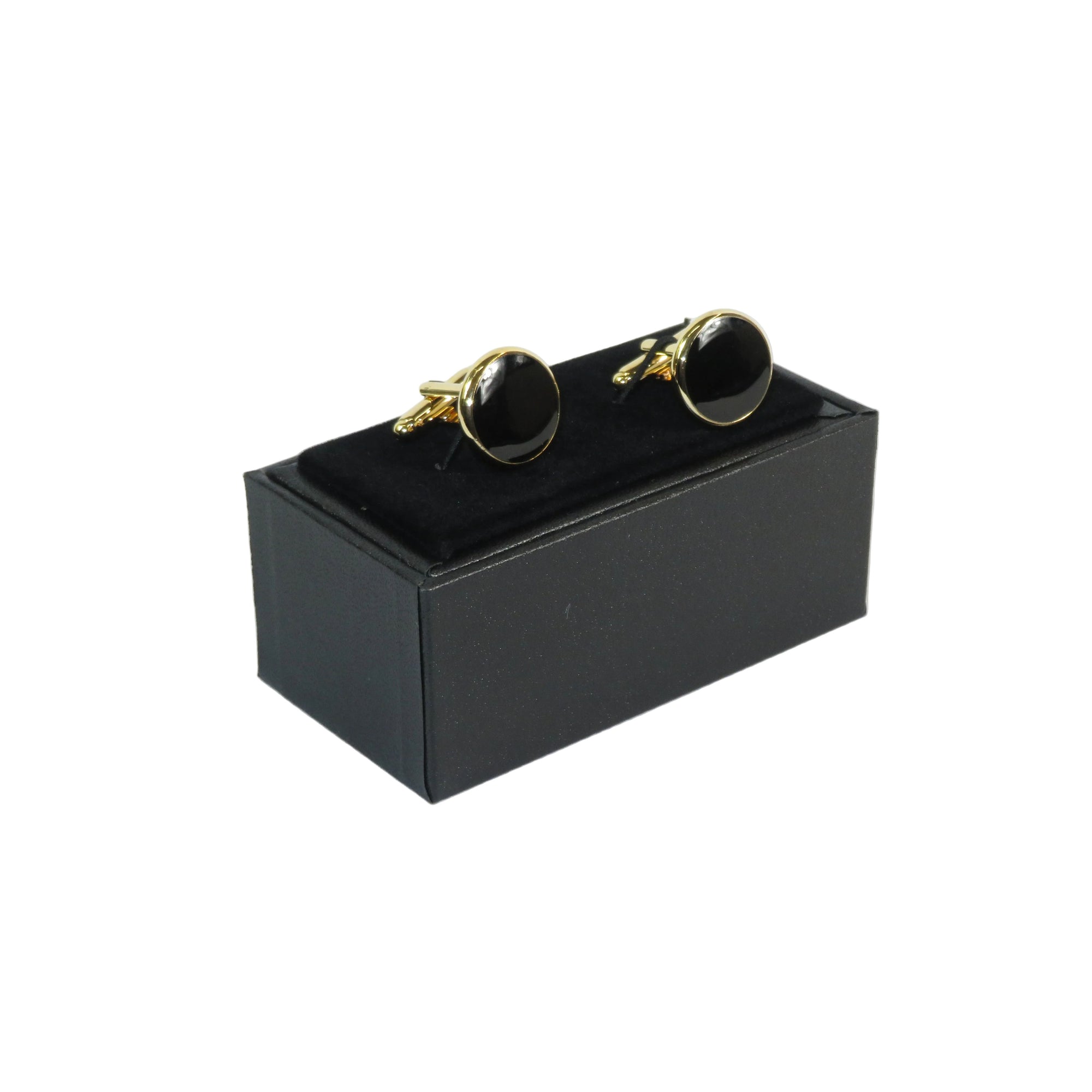 Cufflinks For French Cuff Shirts By Santino Luciano SL-1 Black/Gold Solid Onyx