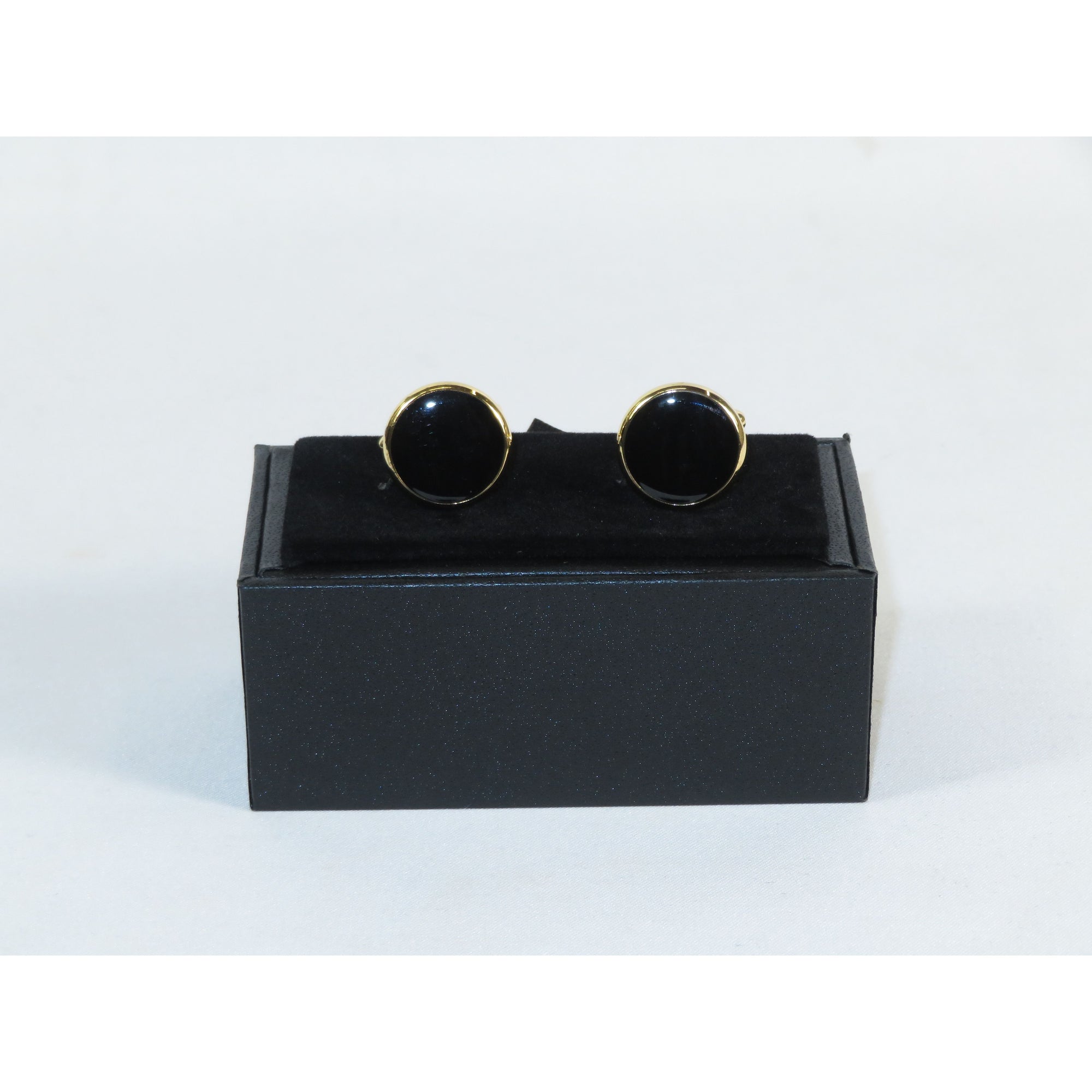 Cufflinks For French Cuff Shirts By Santino Luciano SL-1 Black/Gold Solid Onyx