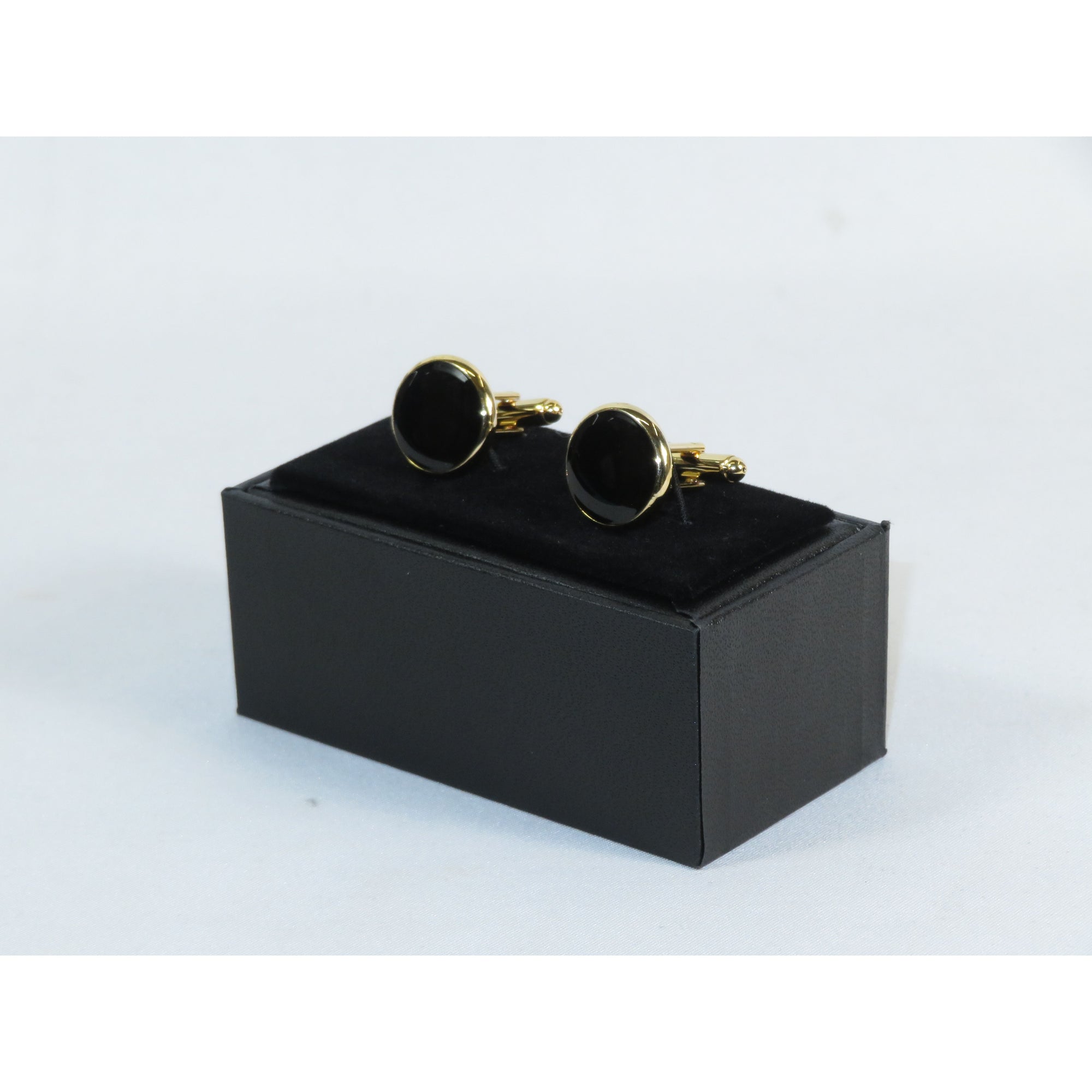 Cufflinks For French Cuff Shirts By Santino Luciano SL-1 Black/Gold Solid Onyx