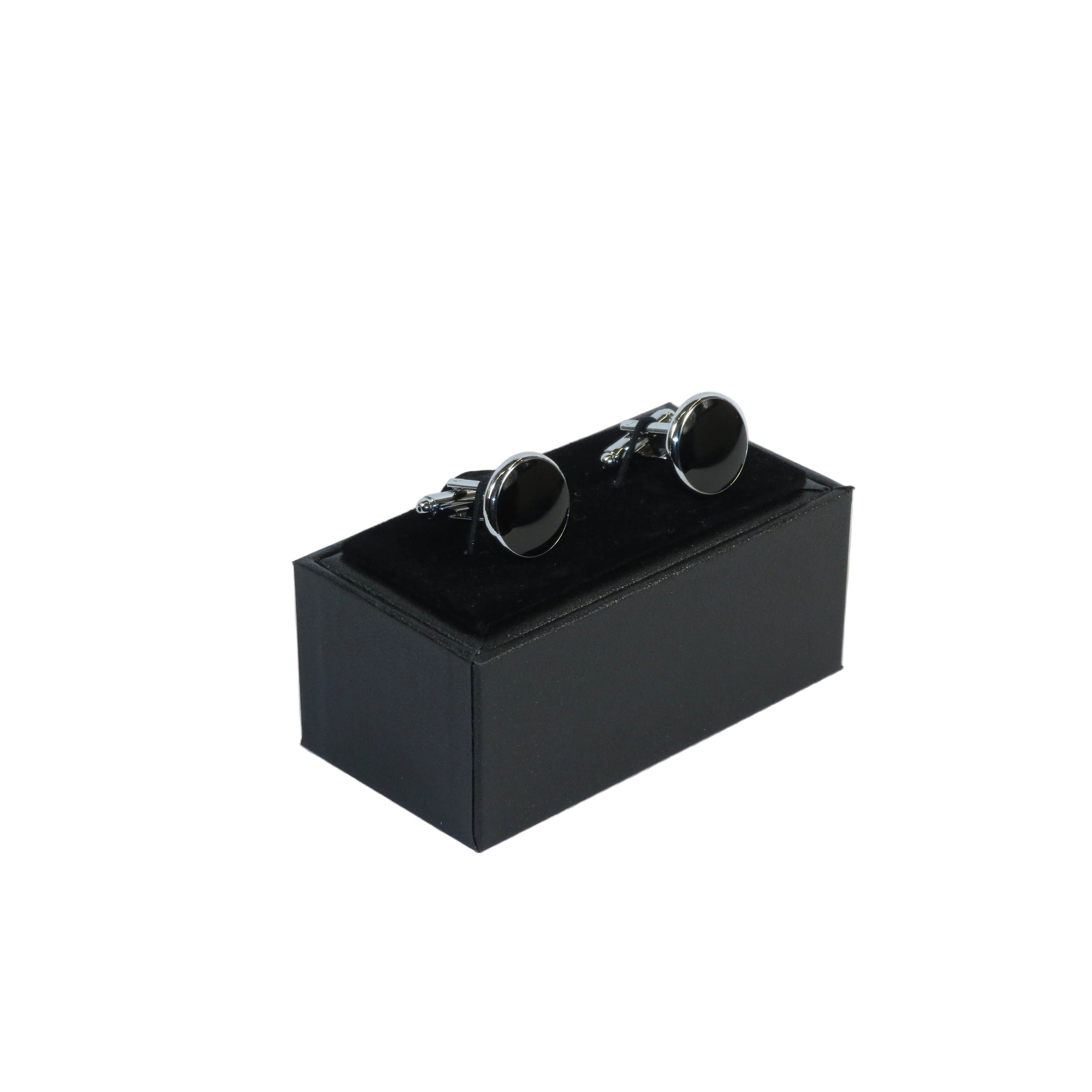 Cufflinks For French Cuff Shirts By Santino Luciano SL-2 Black/silver Solid Onyx