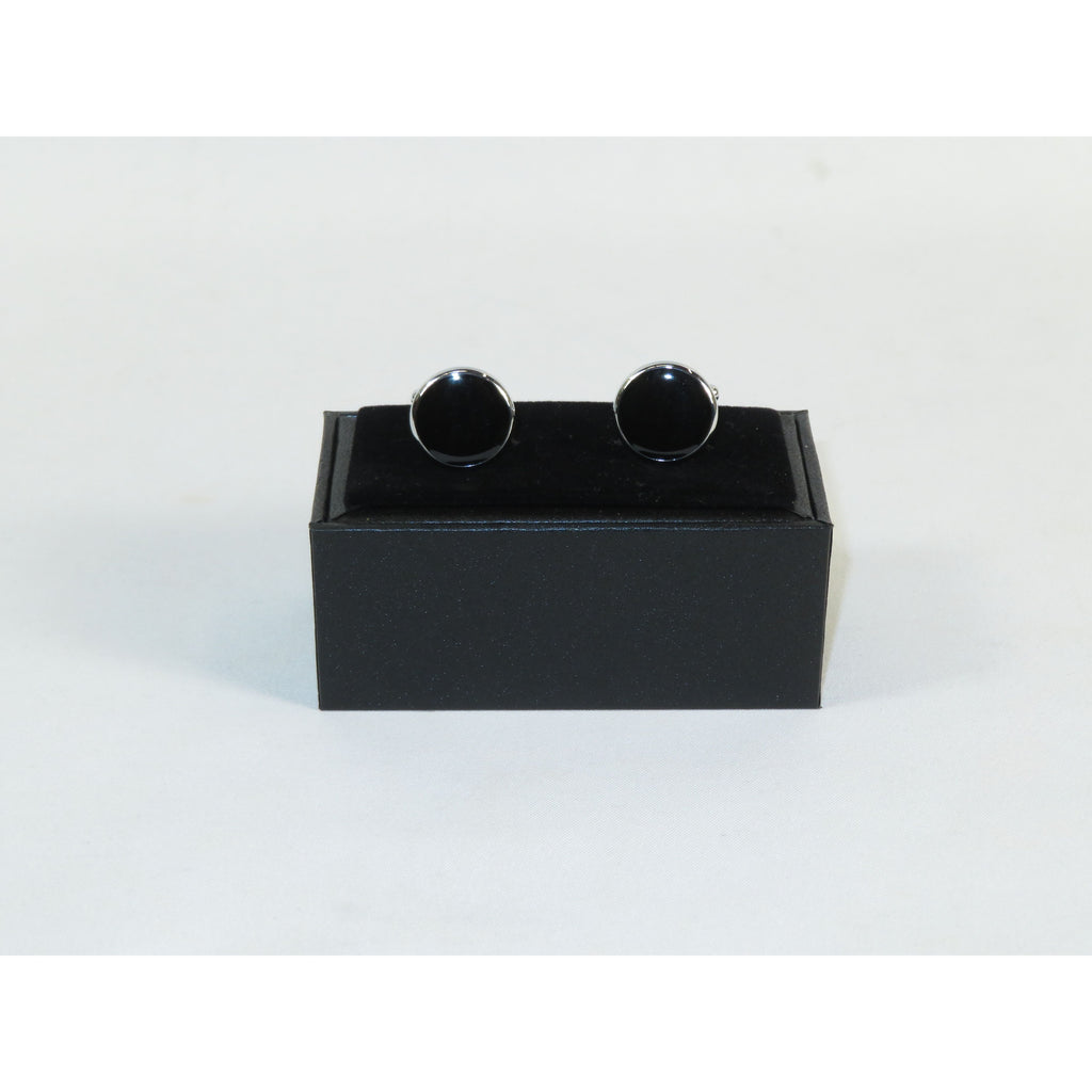 Cufflinks For French Cuff Shirts By Santino Luciano SL-2 Black/silver Solid Onyx