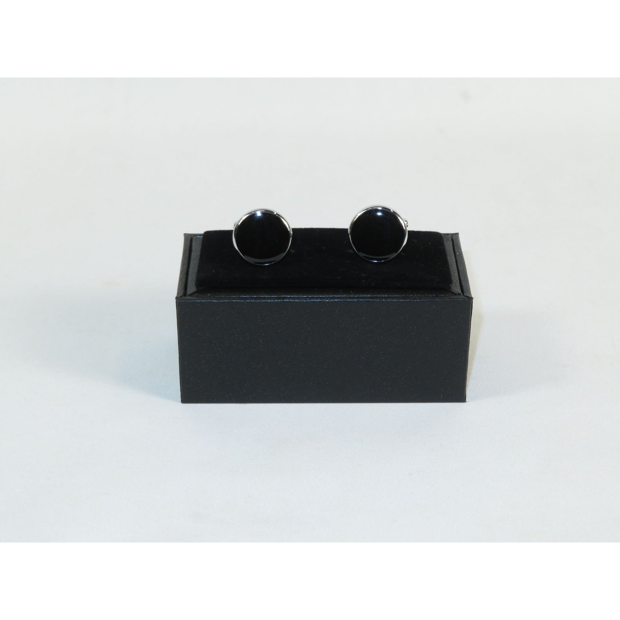 Cufflinks For French Cuff Shirts By Santino Luciano SL-2 Black/silver Solid Onyx