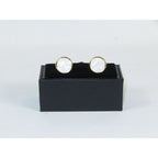 Cufflinks For French Cuff Shirts By Santino Luciano SL-3 White/Gold Pearl Stone